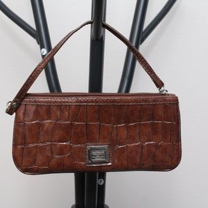 Liz Claiborne Brown Leather Croc Style Wristlet